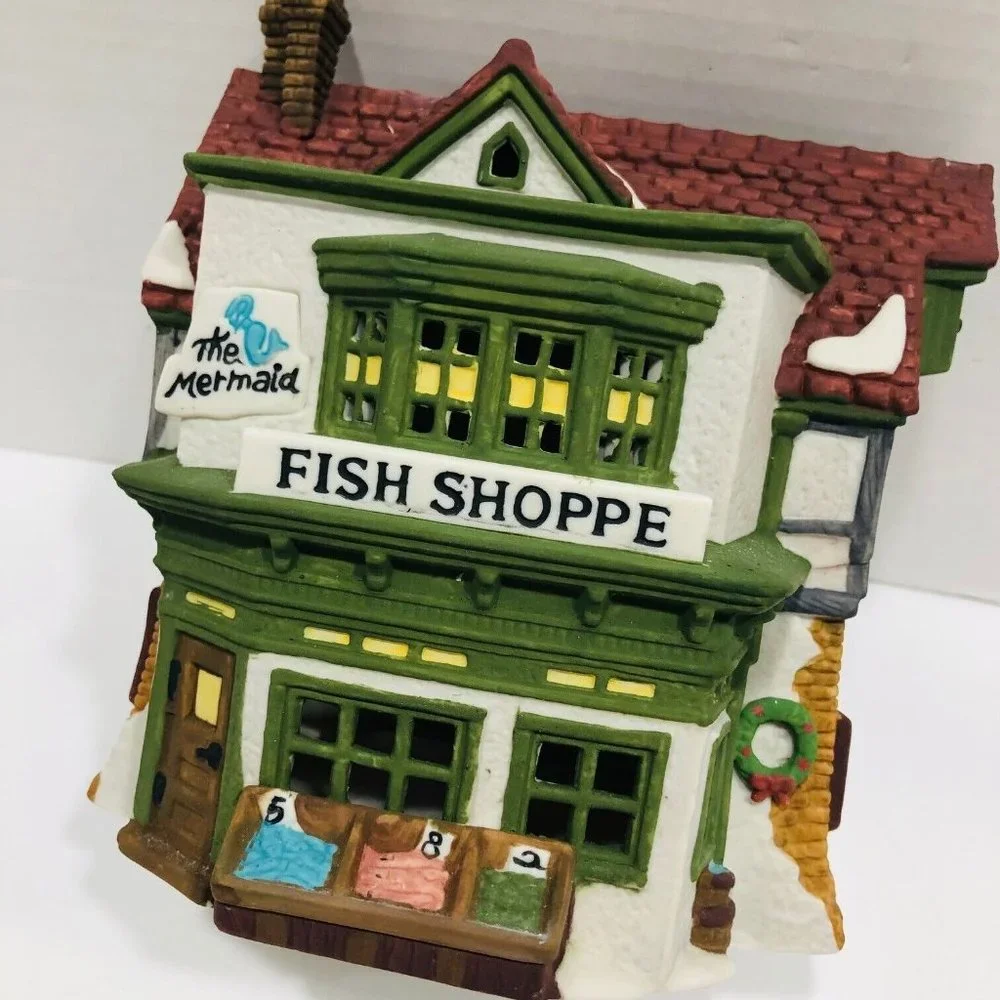 VTG Dept 56 The Mermaid Fish Shoppe Dickens' Village Series 1988 Orig Box 5926-9